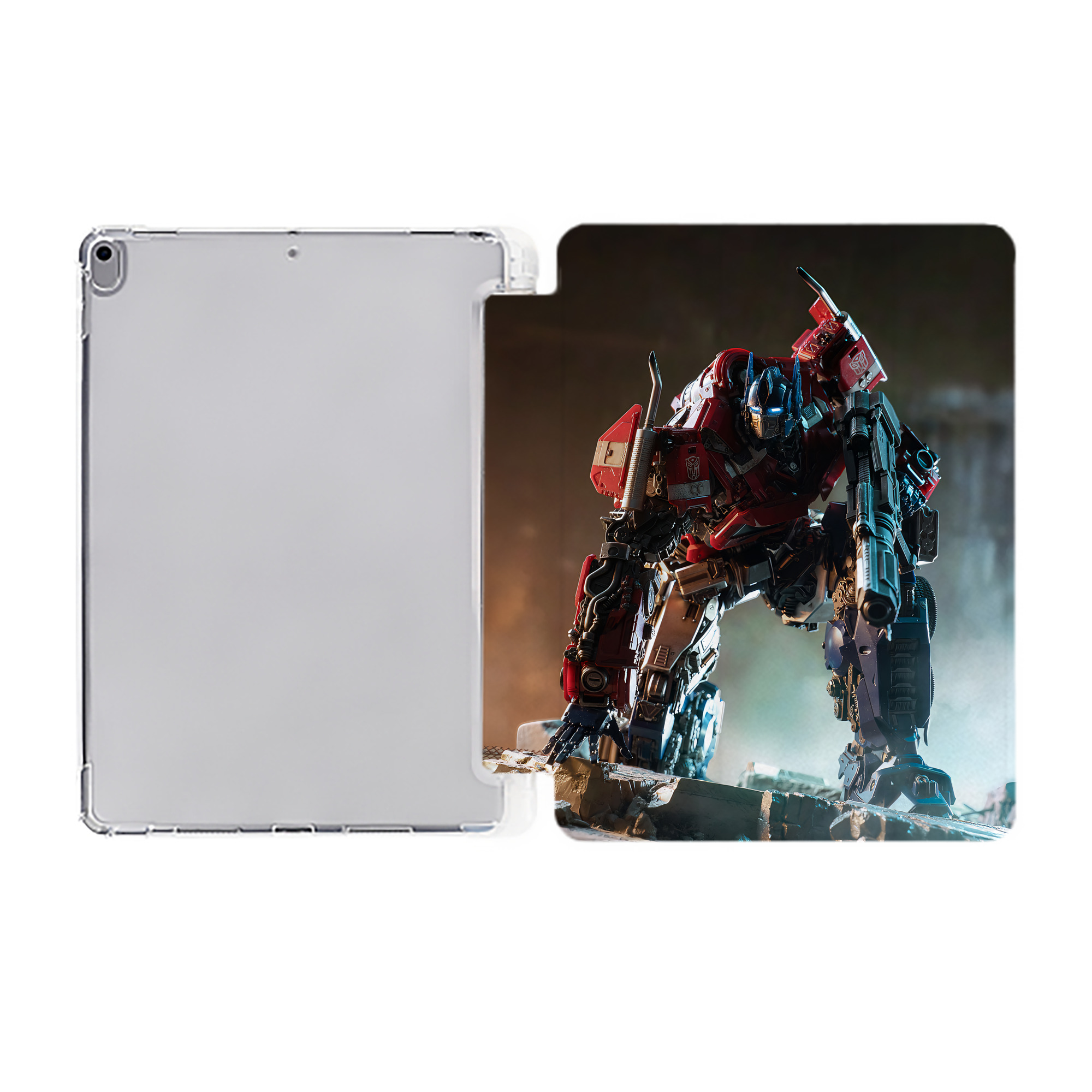 （画像用） Transformers トランスフォーマー IPad ケース ペン収納付き 三つ折りスタンド PUレザー×シリコン 対応機種9.5/10.5/10.9インチ